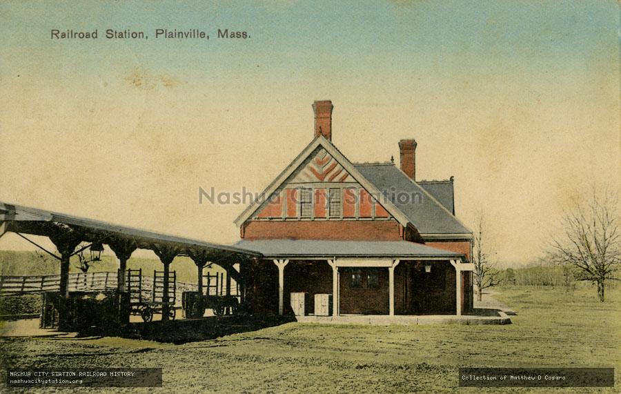 Postcard: Railroad Station, Plainville, Massachusetts